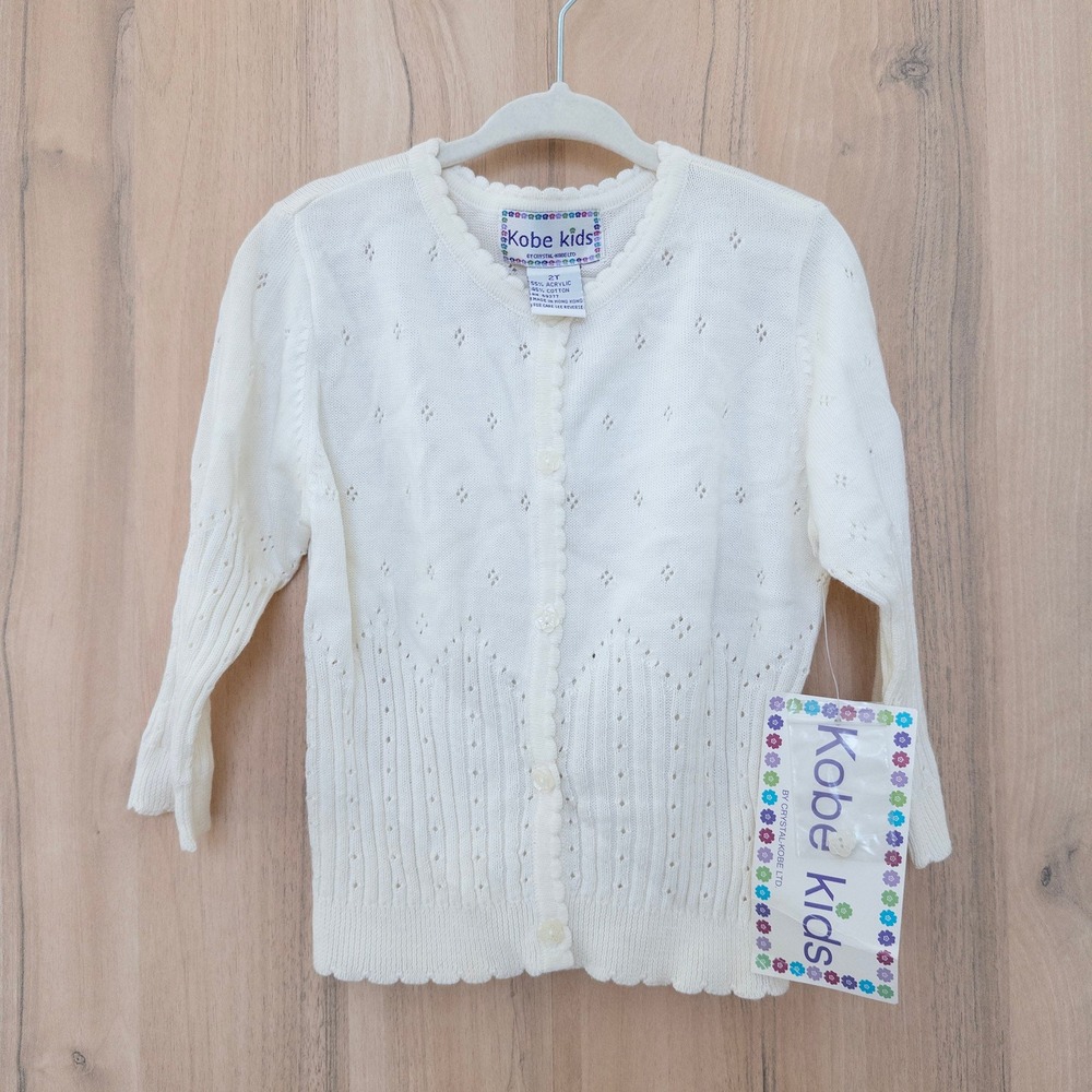 Vintage Kobe Kids Sweater Size 2T Cream Knit‎ Cottage Preppy Retro NWT